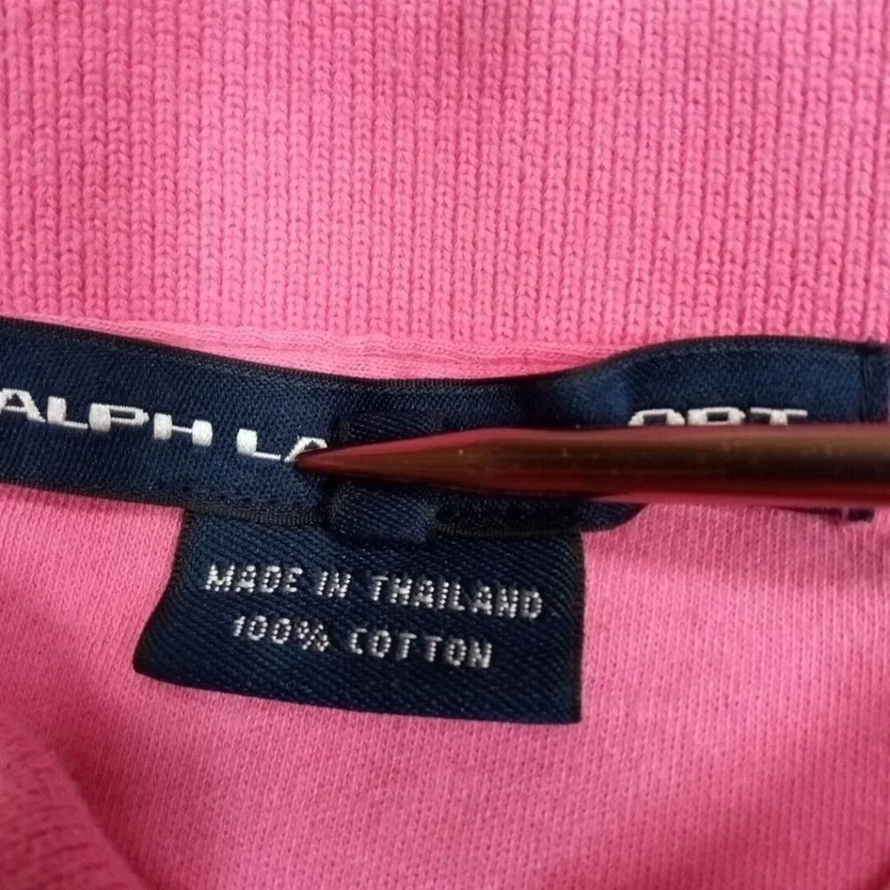 Ralph‎ Lauren Sport Boys Shirt Polo Pink L Logo Pony Cotton Button Collar